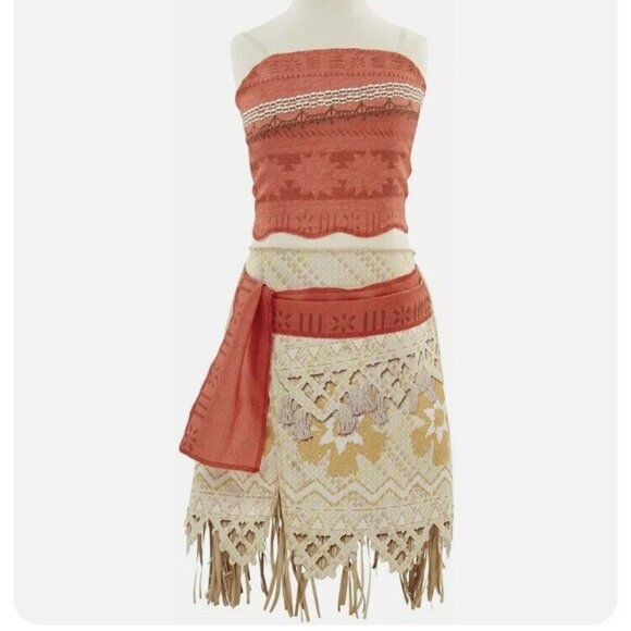 Disney Girls Moana Classic Adventure Halloween Costume 4-6X with NEW Deluxe Wig - Picture 4 of 12